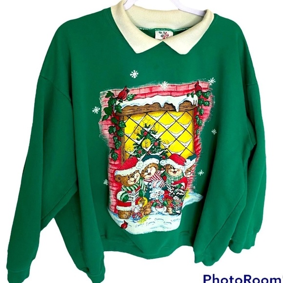 Tops - Vintage Christmas Sweatshirt Size 3X 90s Retro ugly Christmas sweater
